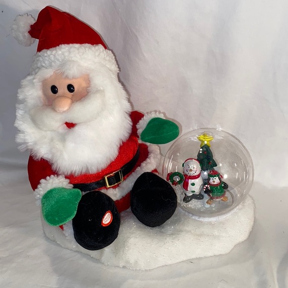 Vintage Gemmy Plush Animated Santa Snow Globe Christmas Musical - Picture 1 of 3
